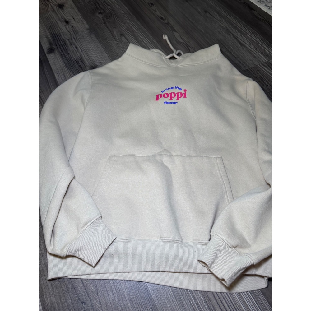 Poppi x Target Wanna Get Juicy Hoodie Cream Beige Graphic Sweatshirt Large